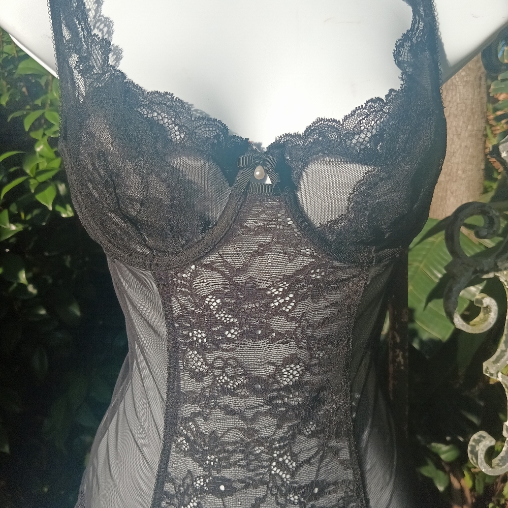 Victoria Secret Black Lsce Corset 34 D - Picture 3 of 11
